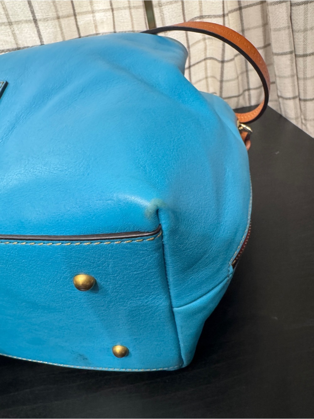 Dooney Florentine Leather Large Barlow Satchel Sky Blue - Picture 7 of 10